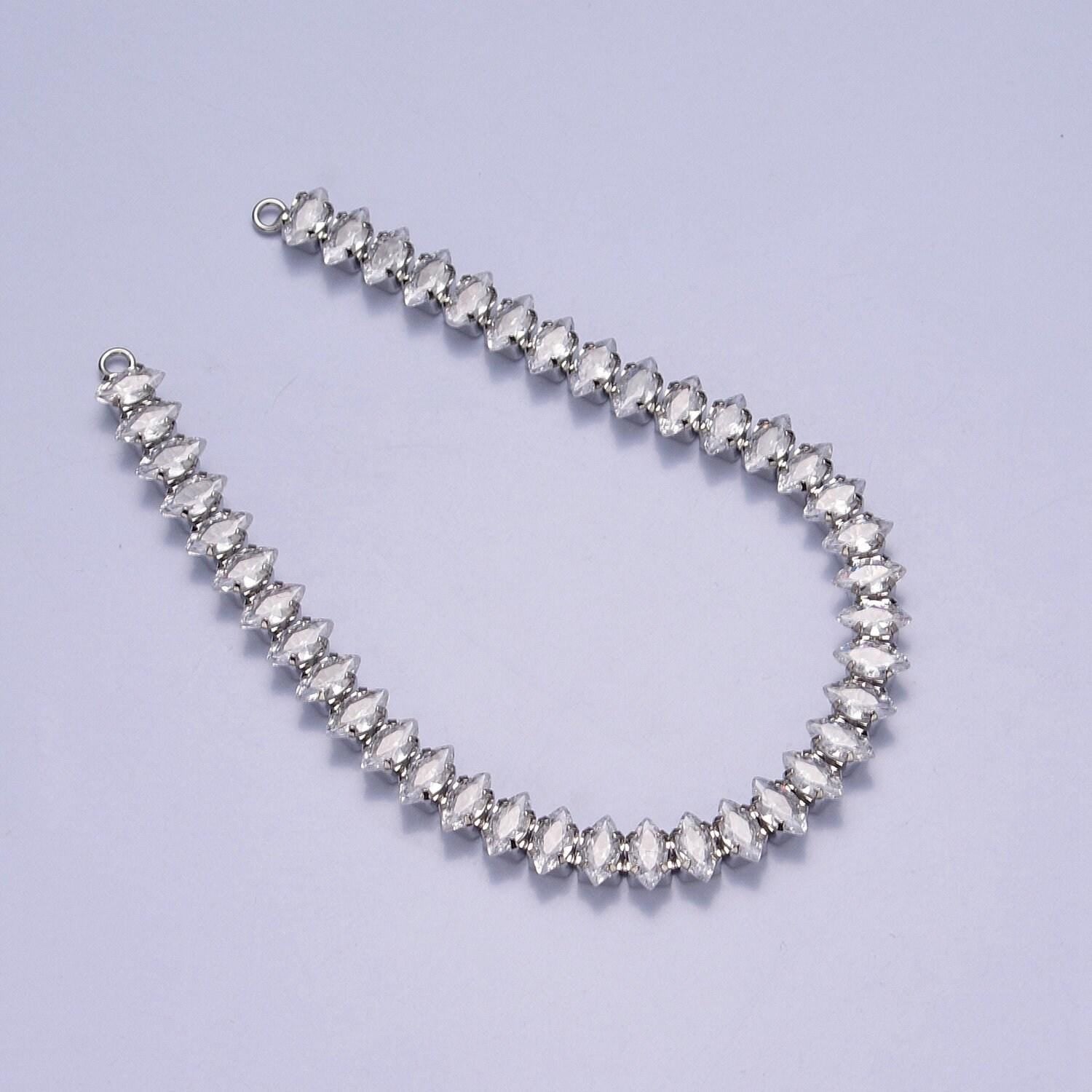 24k gold filled clear cz marquise paved connector bendable long bar connector for diy necklace component f-222