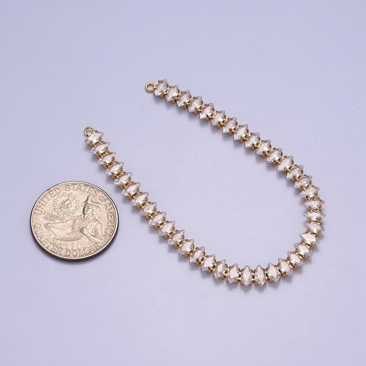 24k gold filled clear cz marquise paved connector bendable long bar connector for diy necklace component f-222