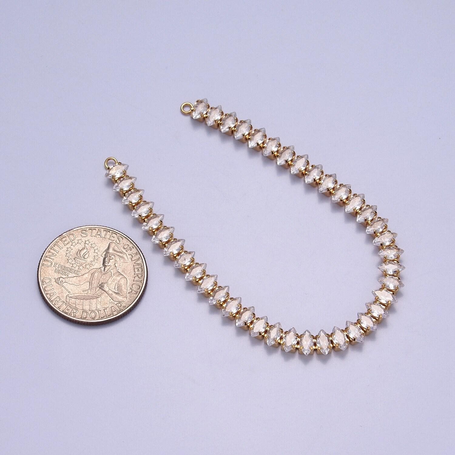 24k gold filled clear cz marquise paved connector bendable long bar connector for diy necklace component f-222