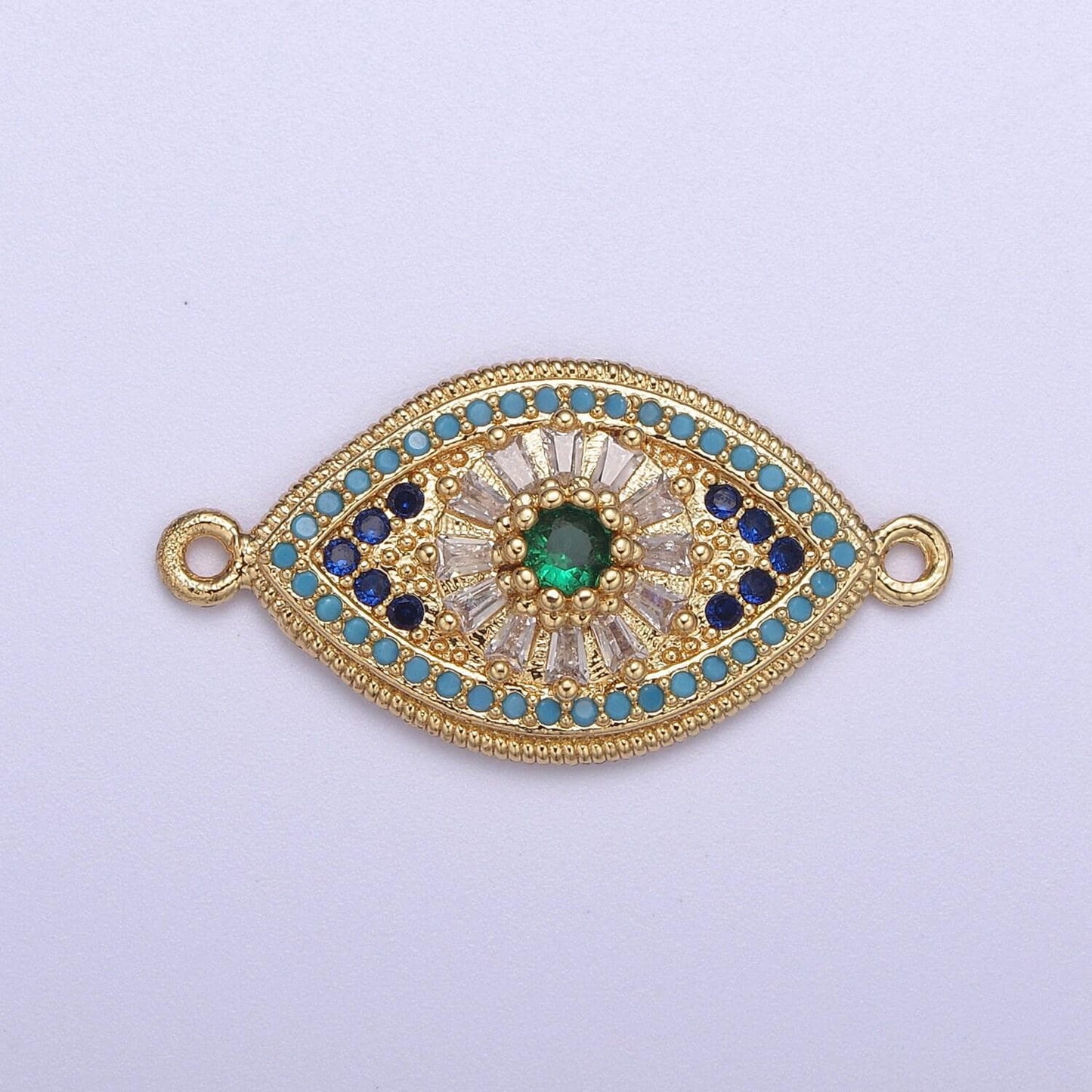 24k gold filled green eye charm connector cz eye link connector for braclet component f-216