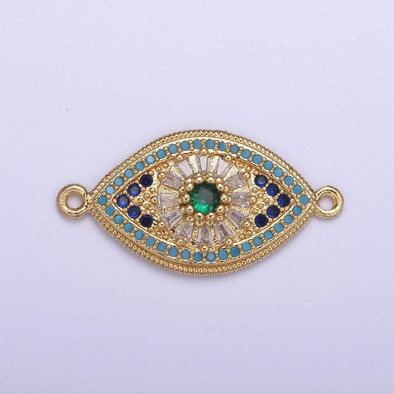 24k gold filled green eye charm connector cz eye link connector for braclet component f-216