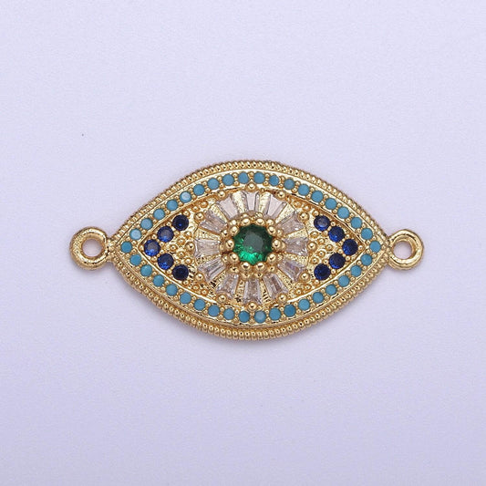 24k gold filled green eye charm connector cz eye link connector for braclet component f-216