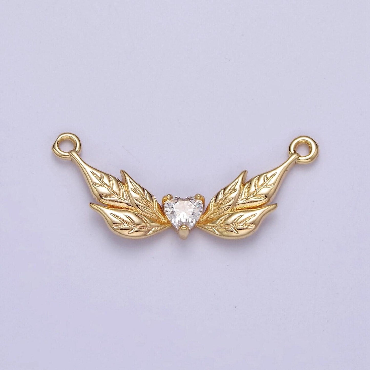 Gold angel charm connector yellow clear heart cz wing charms, gold angel wings, necklace bracelet link connector findings f-207 f-215
