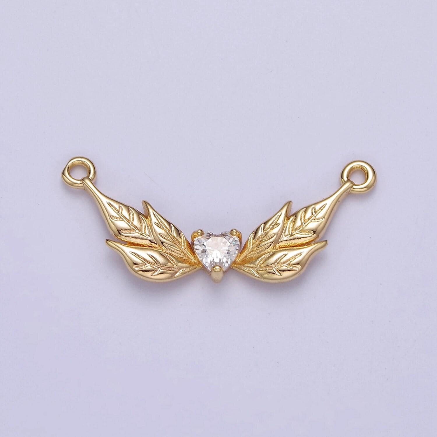 Gold angel charm connector yellow clear heart cz wing charms, gold angel wings, necklace bracelet link connector findings f-207 f-215