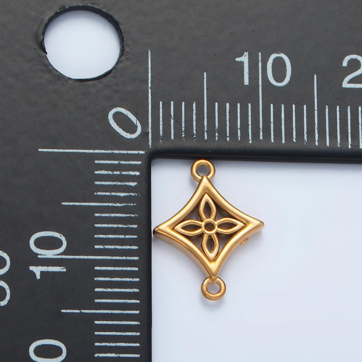 Stainless steel rhombus star charm connector minimalist dotted bezel link connector | f-183