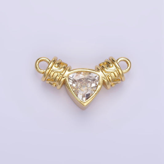 18k gold filled clear cz triangle link connector geometric charm connector | f169