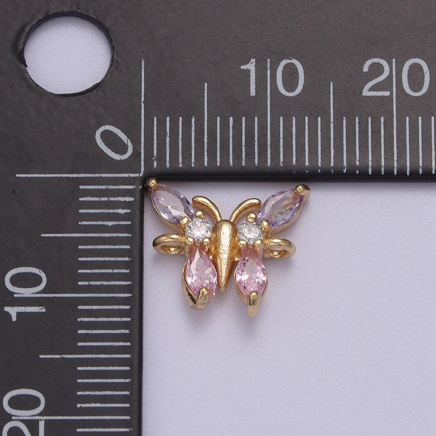 Mini cz gold butterfly charm connector for minimalist jewelry necklace bracelet component two hole charm | f-161