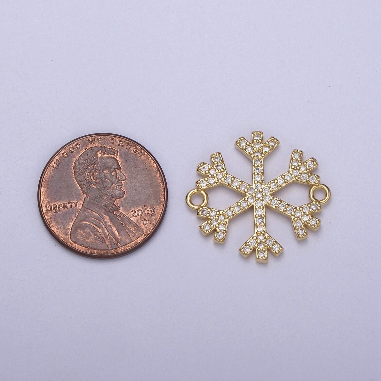 Snow connector, micro-pavé cz snowflake charm, 14k gold filled link connector bracelet diy jewelry accessories f-148