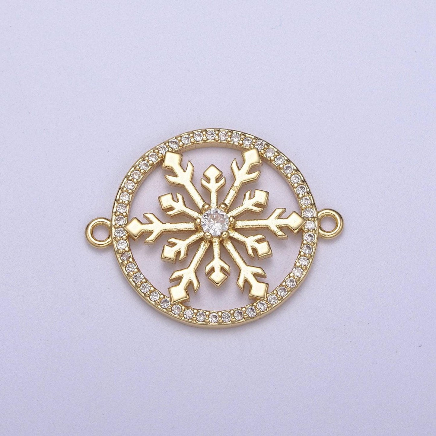 Gold cz pave snowflake charm cubic zirconia snow flake link connector for bracelet diy jewelry finding supplies f-146