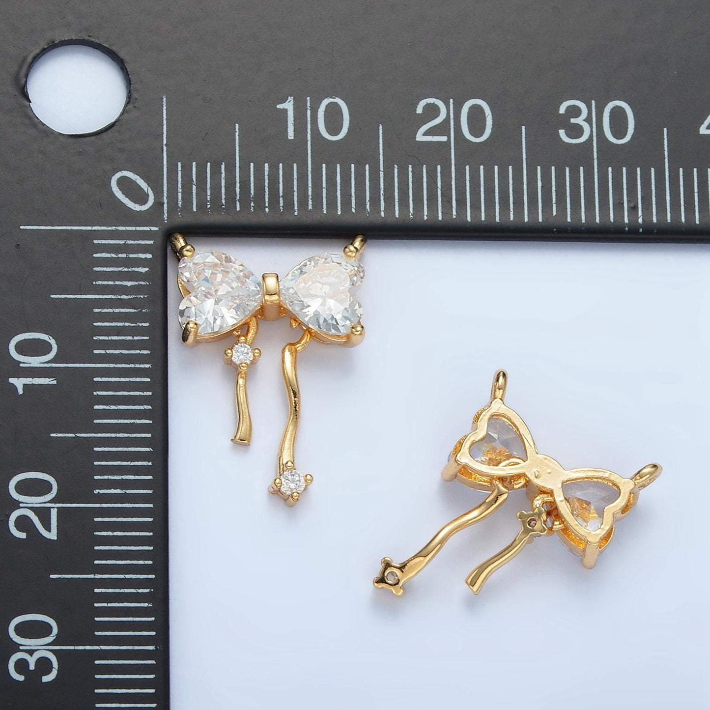 Mini 14k gold filled 8.6mm mini bow charm connector necklace bracelet supply for jewelry making | f129