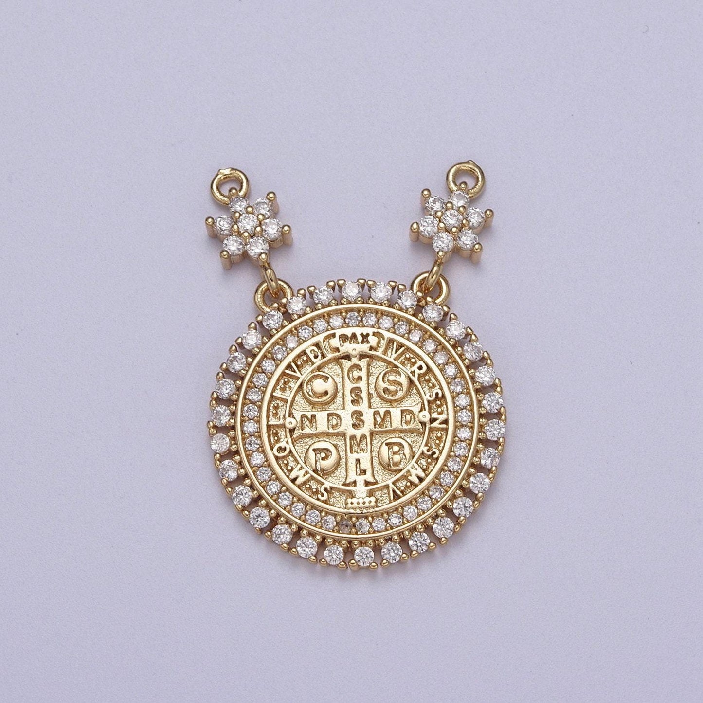 Cubic gold saint benedict cross ndmsd cspb nursia coin medallion pendant for necklace f-128