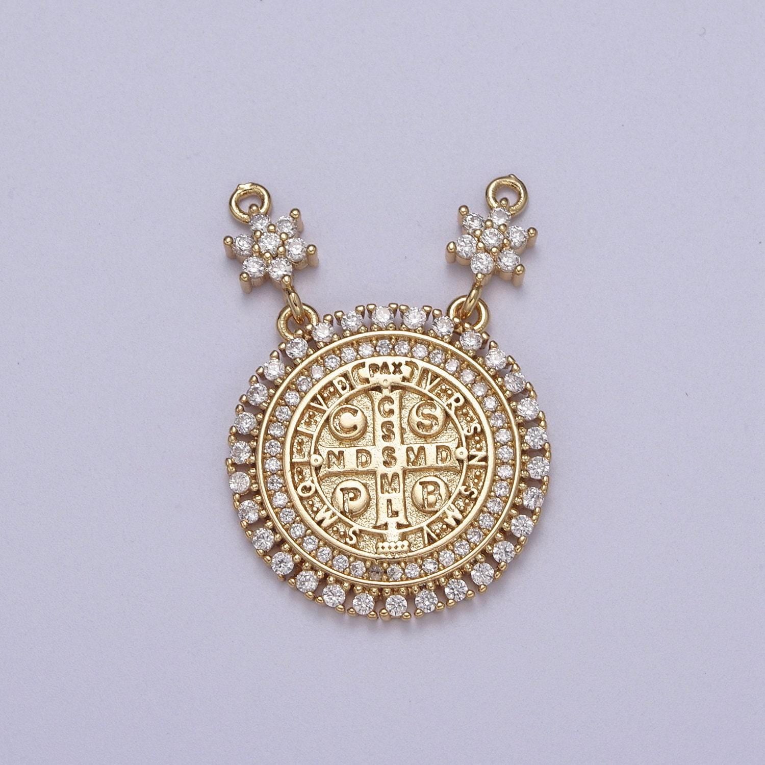 Cubic gold saint benedict cross ndmsd cspb nursia coin medallion pendant for necklace f-128