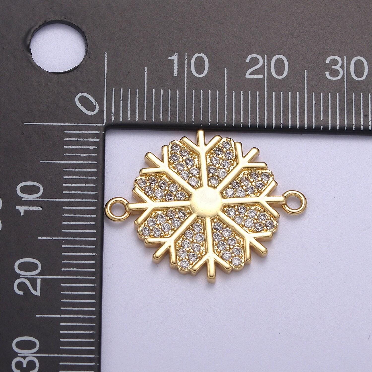 Dainty gold filled snow charm connector cz snow flake link connector for bracelet earring necklace f-126