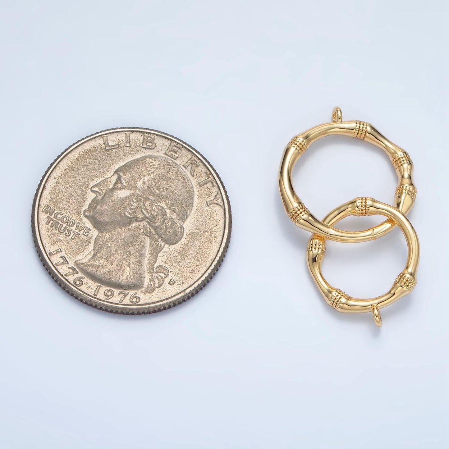 24k gold filled open circle infinity over lap loop band minimalist connector | f105
