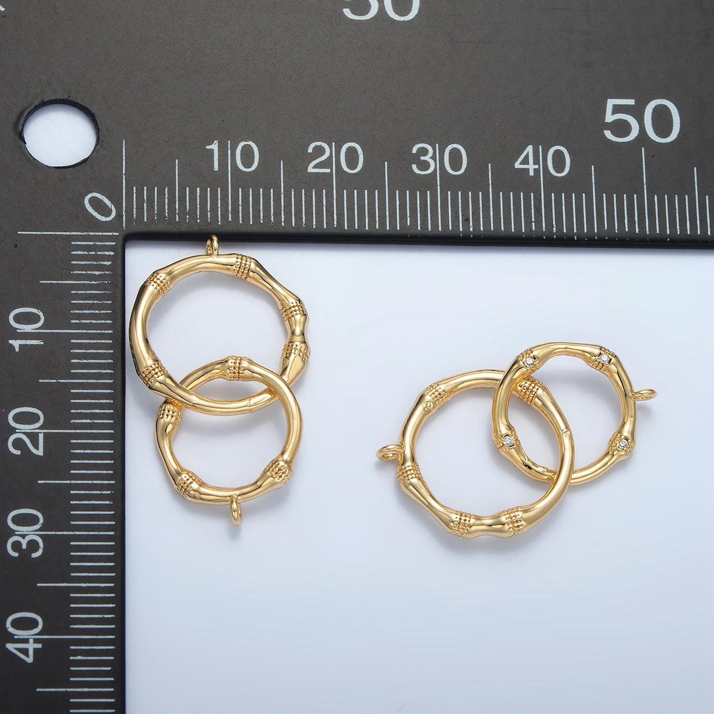 24k gold filled open circle infinity over lap loop band minimalist connector | f105