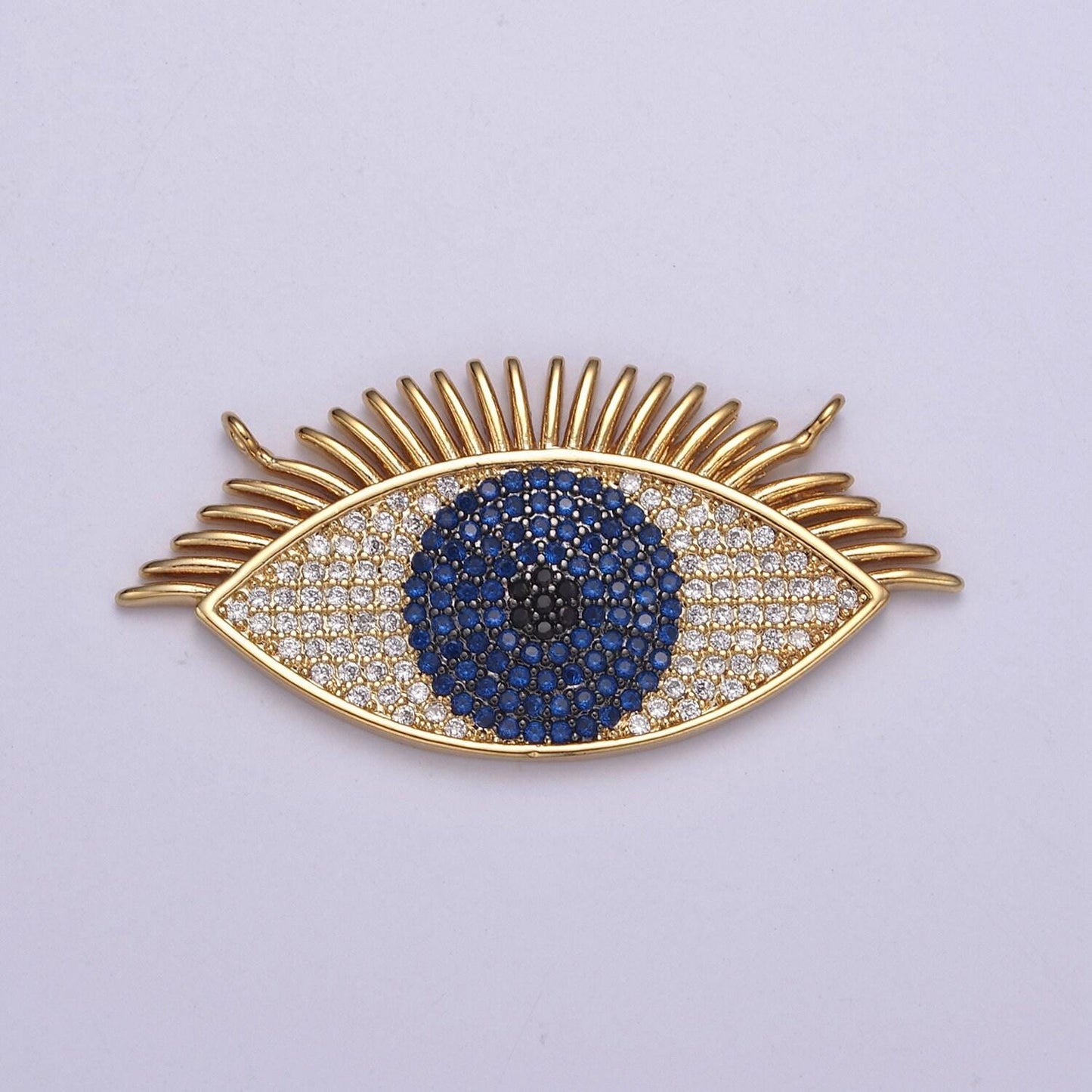 Gold filled eye charm, cubic zirconia evil eye charm connector, diy jewelry making accessories f-089 / f-091 / f-095
