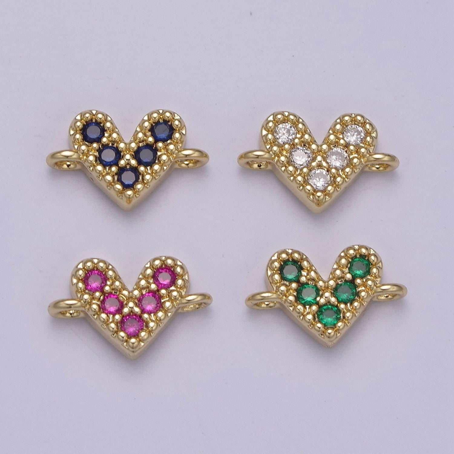 Mini 14k gold filled cubic heart charm connector for bracelet necklace link connector f-062