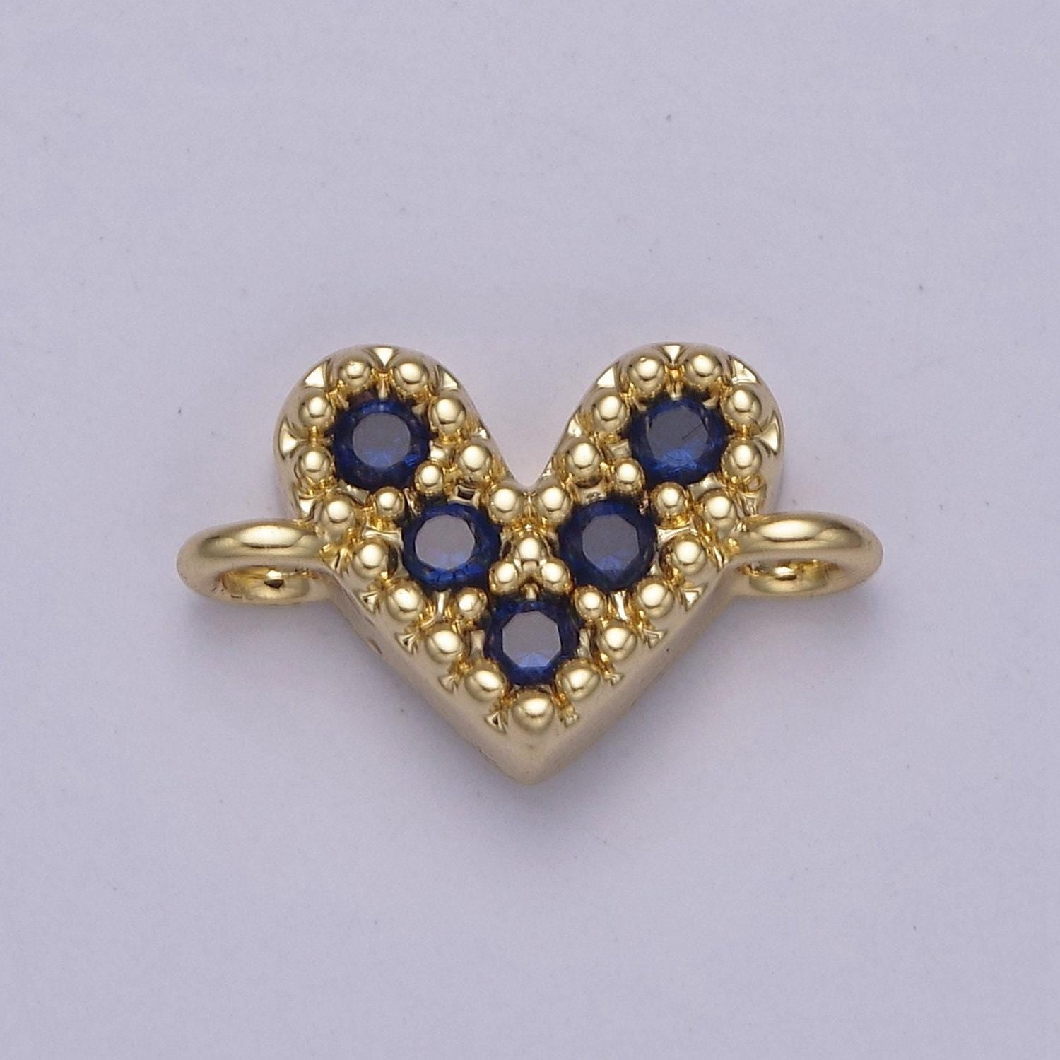 Mini 14k gold filled cubic heart charm connector for bracelet necklace link connector f-062