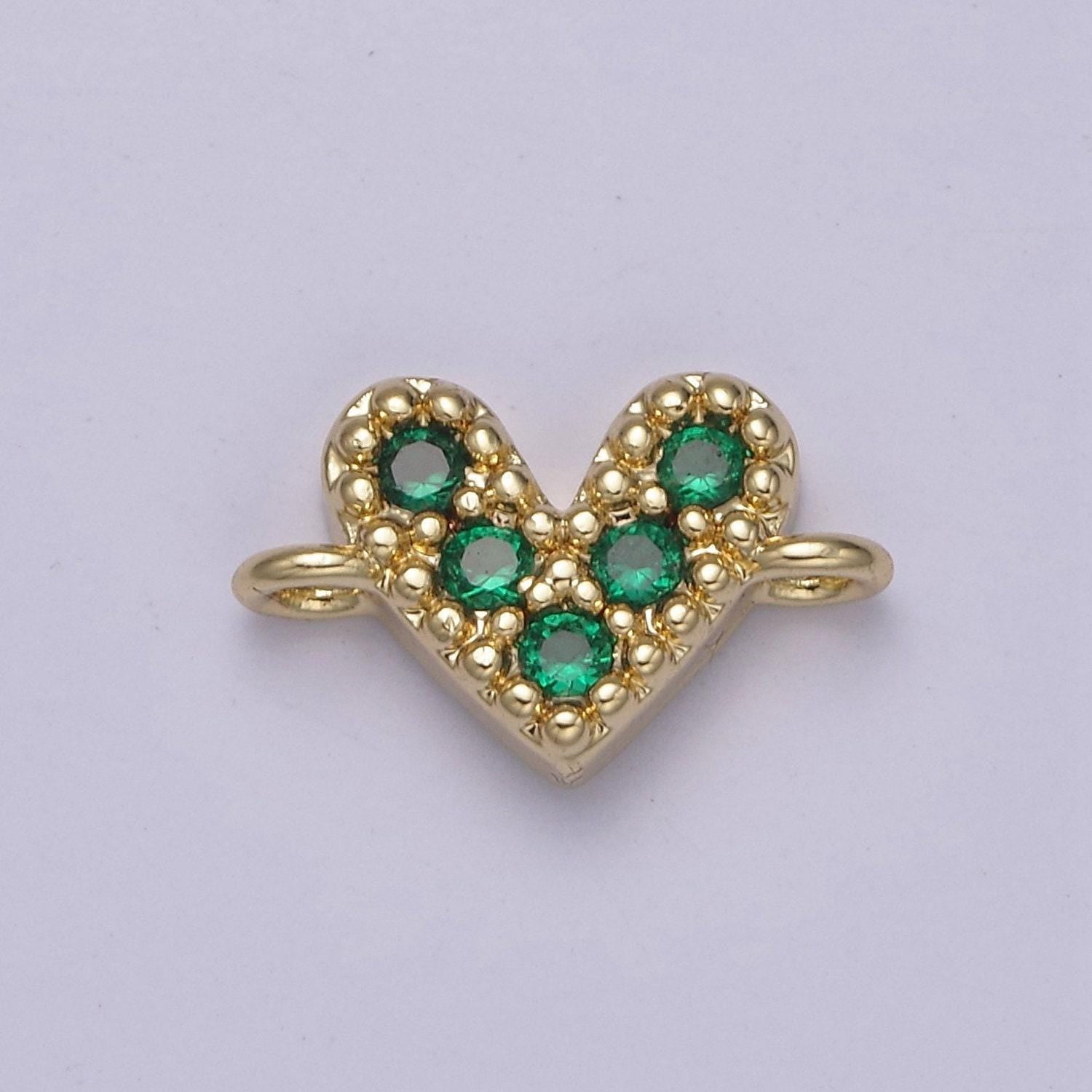 Mini 14k gold filled cubic heart charm connector for bracelet necklace link connector f-062