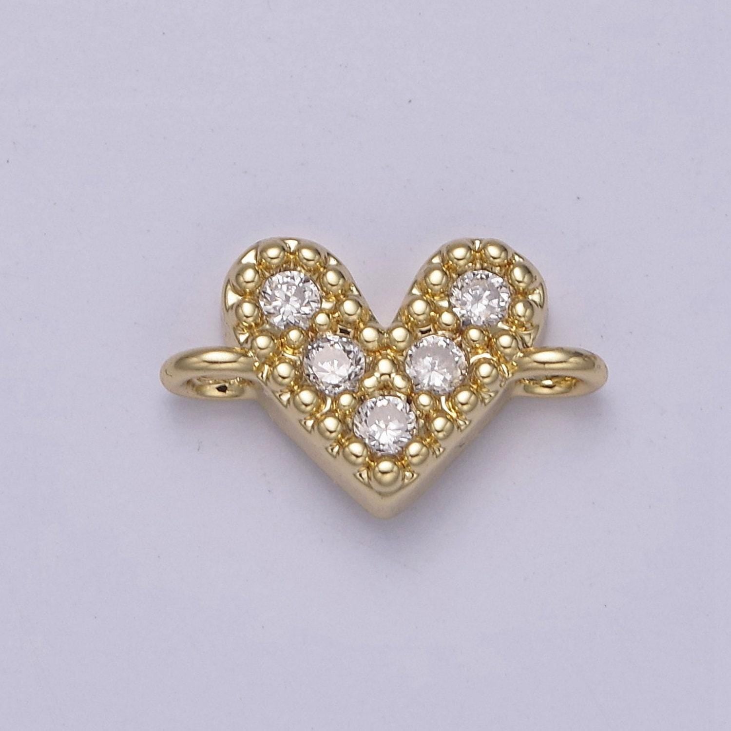 Mini 14k gold filled cubic heart charm connector for bracelet necklace link connector f-062