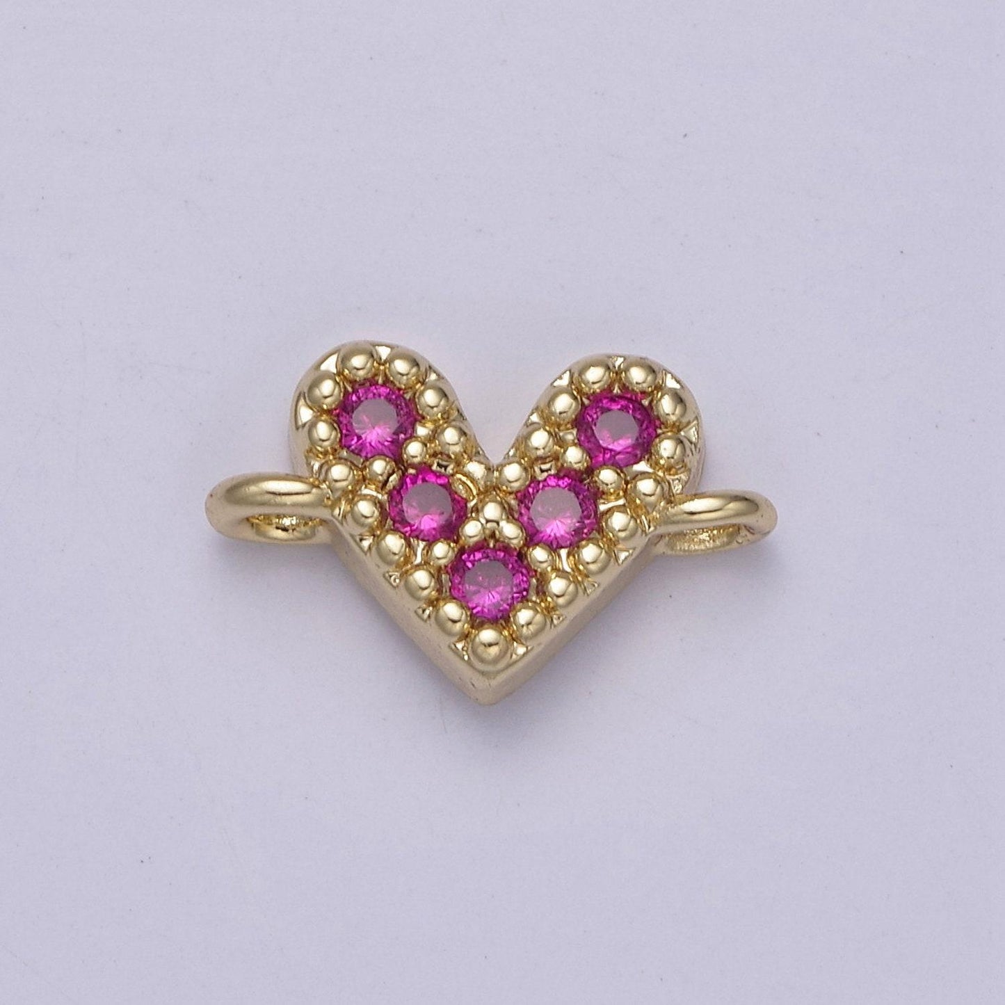 Mini 14k gold filled cubic heart charm connector for bracelet necklace link connector f-062