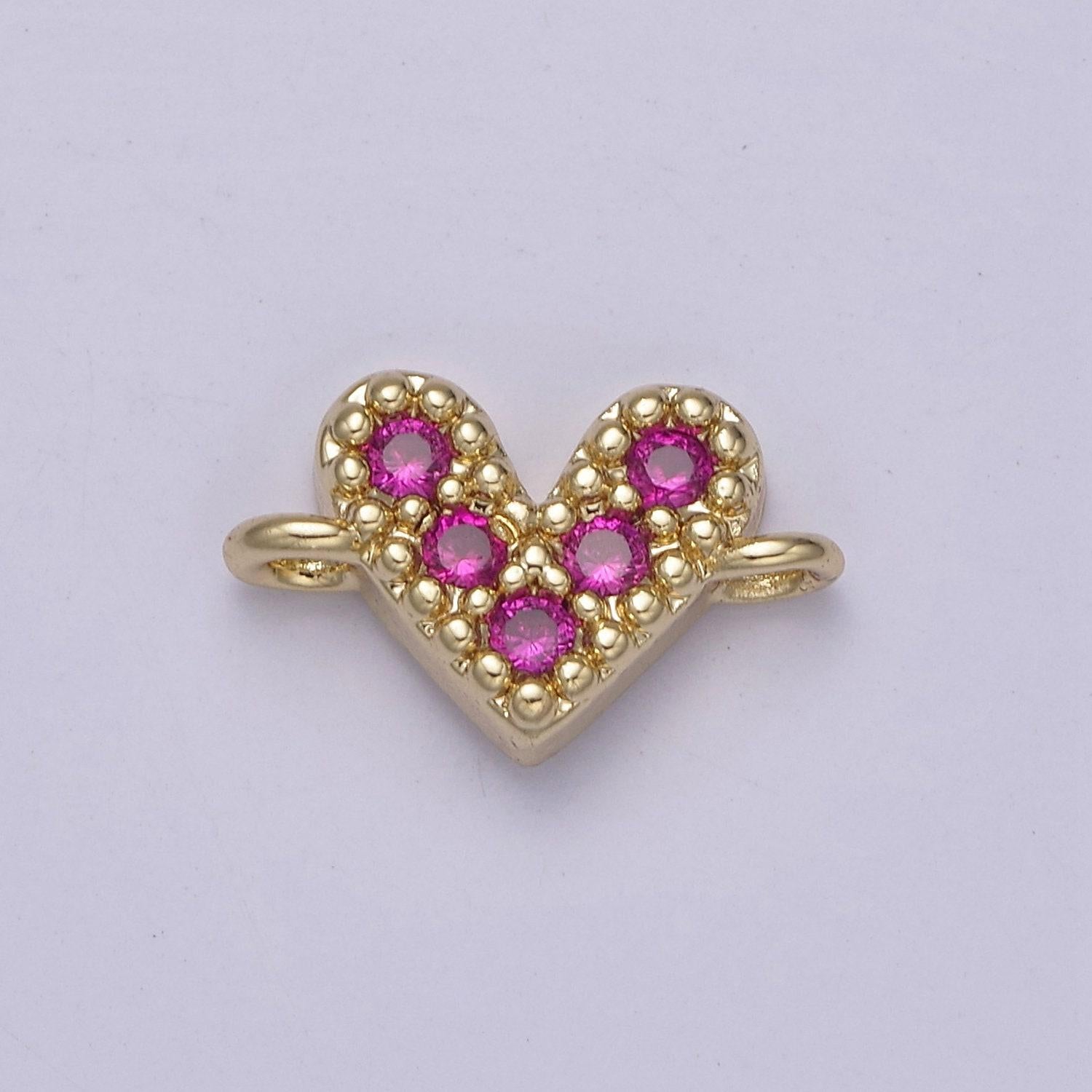 Mini 14k gold filled cubic heart charm connector for bracelet necklace link connector f-062