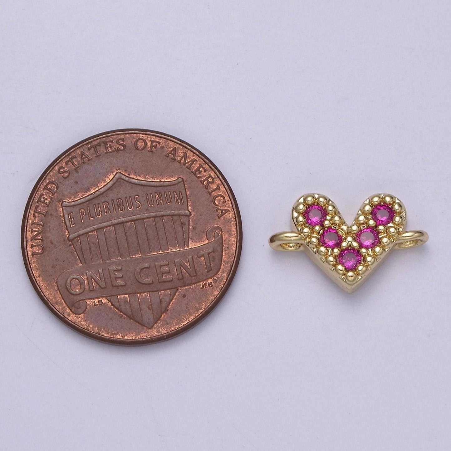 Mini 14k gold filled cubic heart charm connector for bracelet necklace link connector f-062