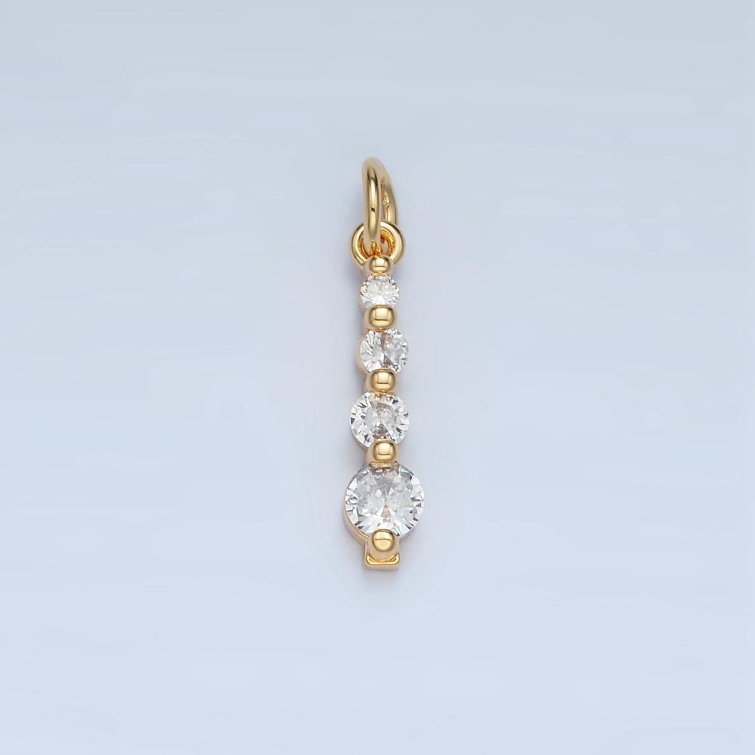 Quadruple linear drop 18mm gold filled charm | e-915