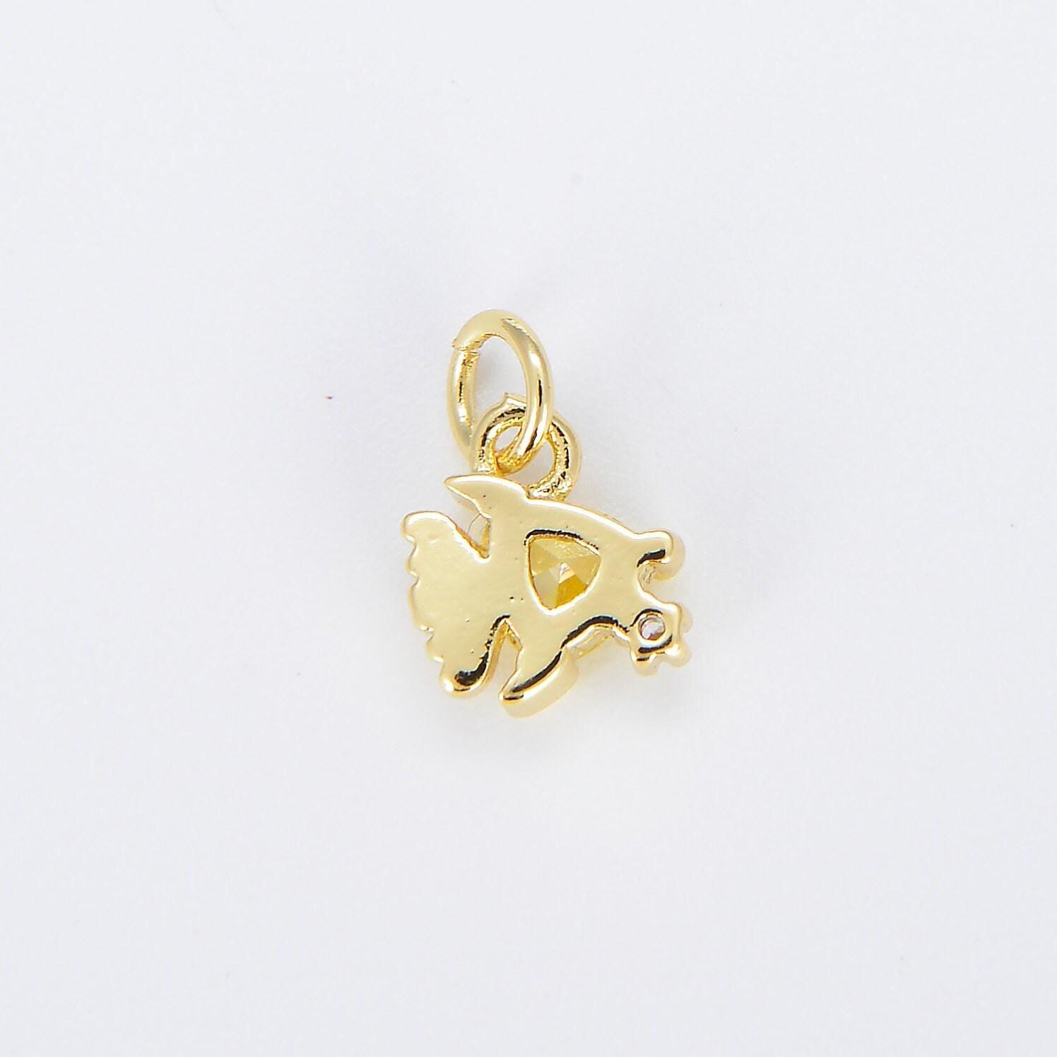 Tiny gold fish charm dainty fish pendant 14kt gold filled charm animal charm cubic blue under the sea inspired e874