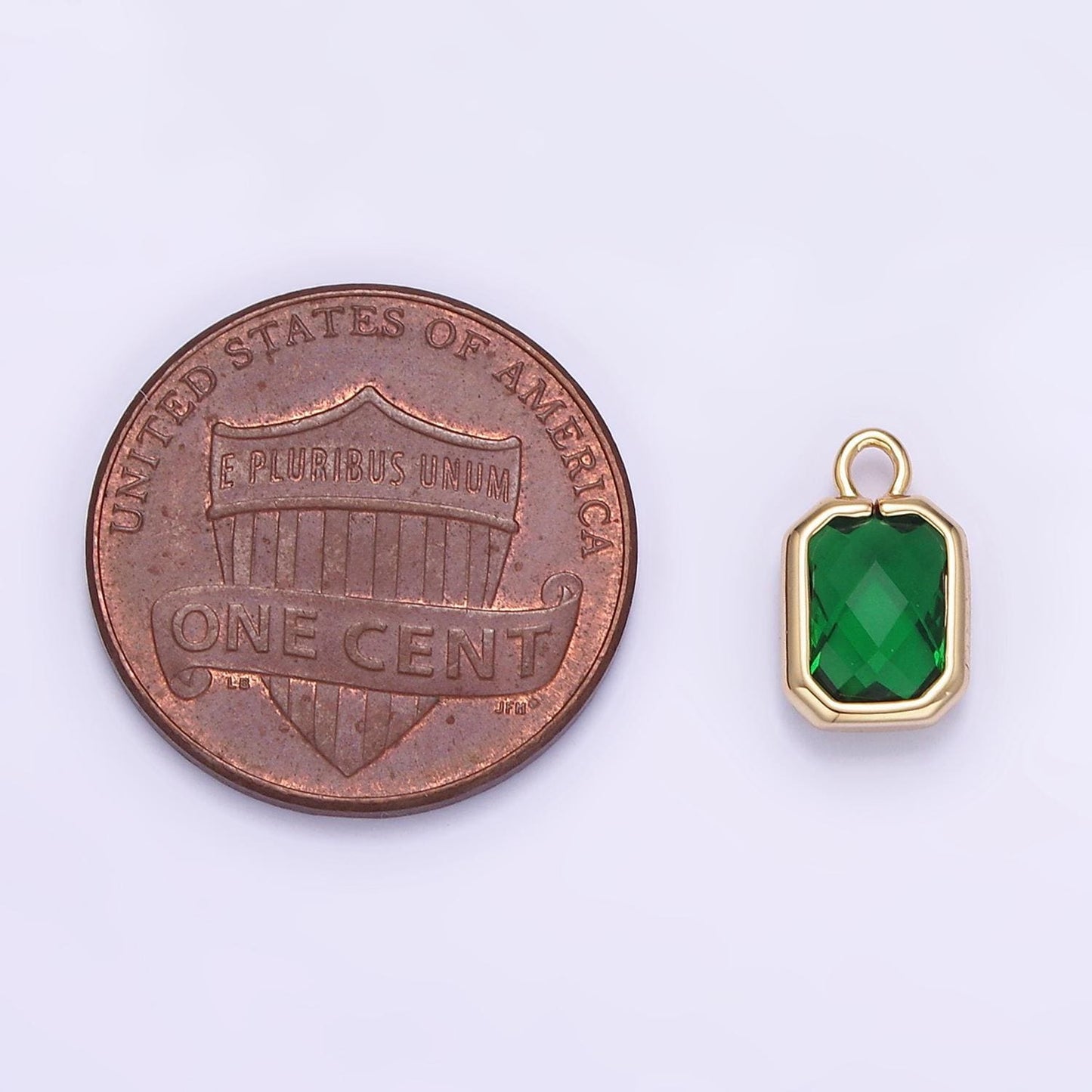 Tiny 4x8mm emerald green princesses cut cz square gold bezel cut rim tiny small pendant charm necklace bracelet earring finding | e-867
