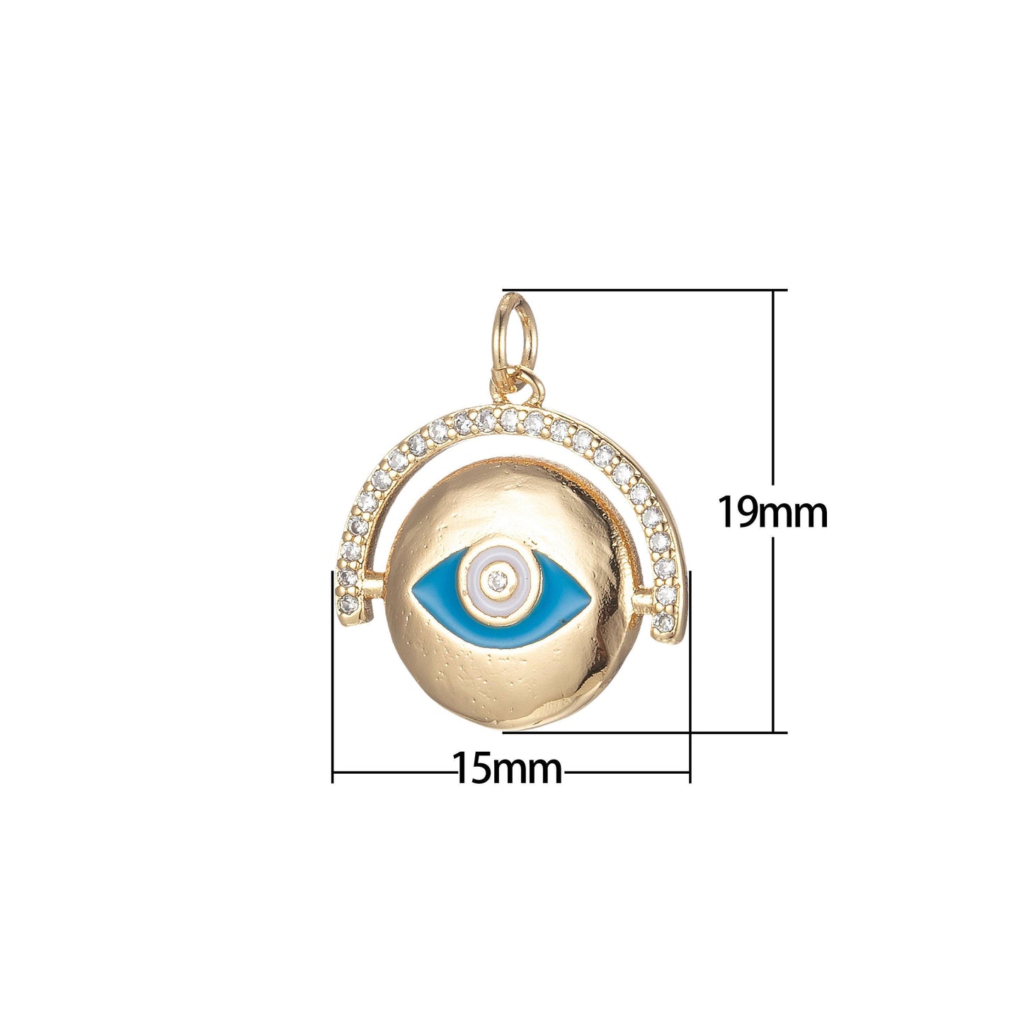 1 pc 18k gold enamel evil eye charm cubic cz medallion charm cubic protector pendant tiny lucky dainty necklace - 21x18mm e863