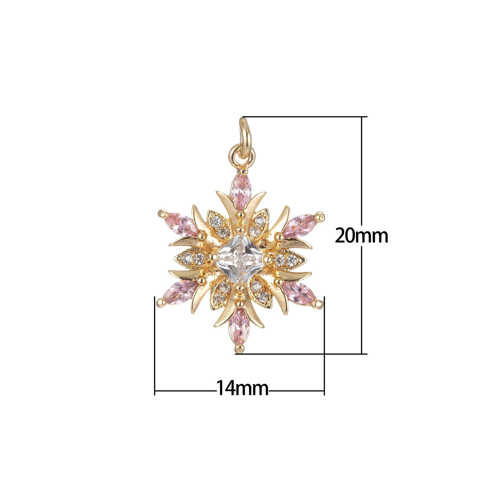 Micro pave snow flake charm for statement necklace, winter wonderland inspired pendant necklace, diy supply jewelry gift for her
