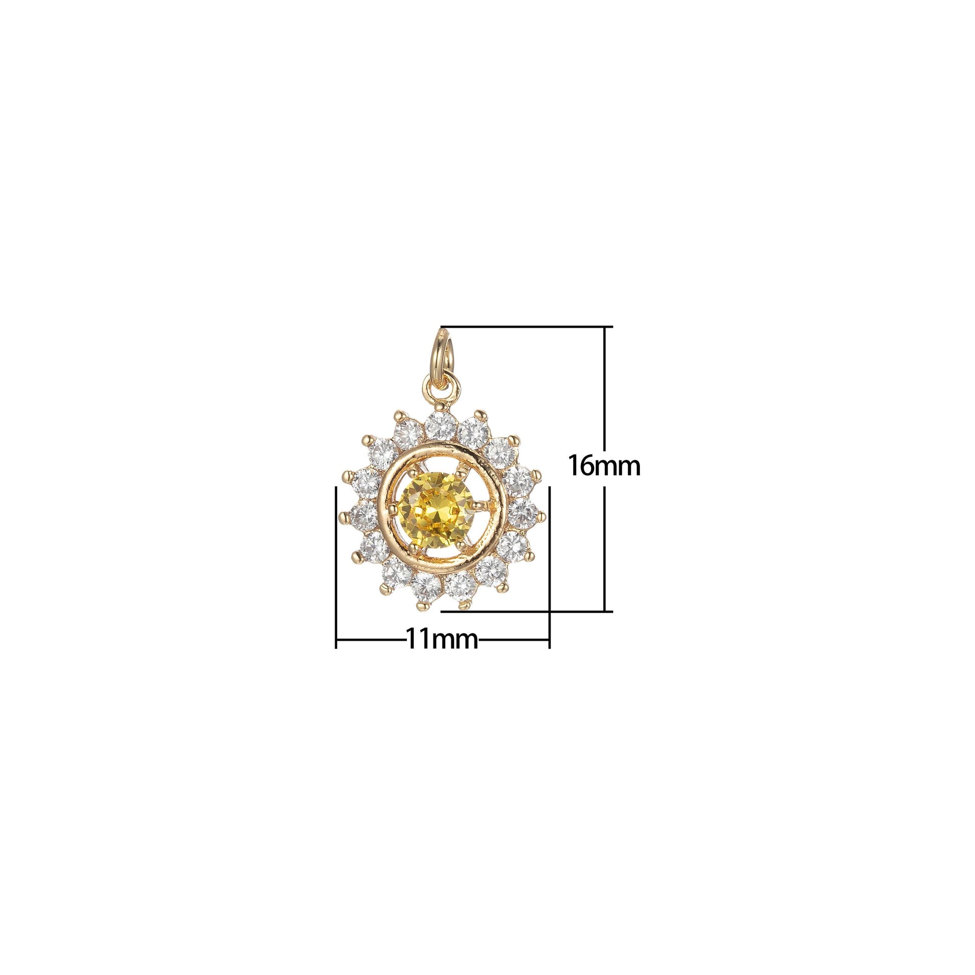 Micro pave sun charm for statement necklace, sunburst celestial pendant necklace, diy supply jewelry gift for her