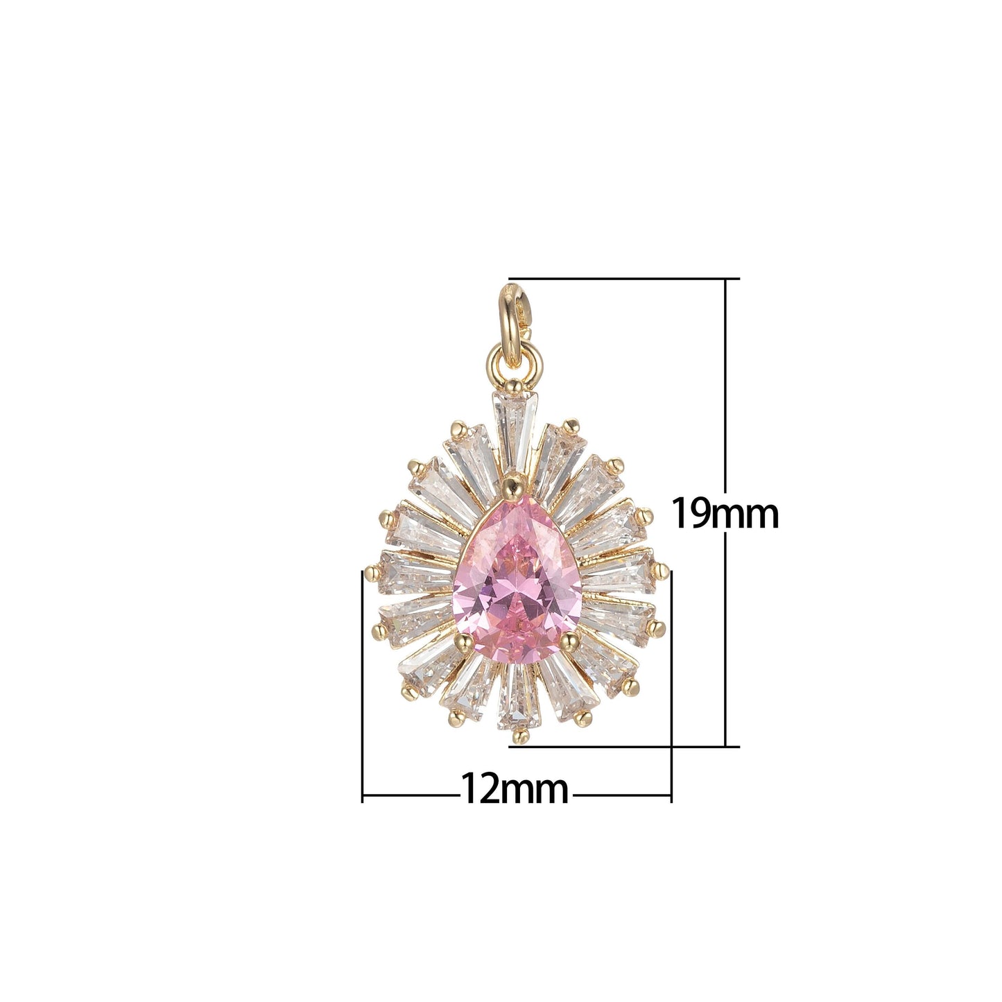 1x gold tear drop charm baguette cubic oval pendant dangle charms for necklace earring supply component e846, e845, e847