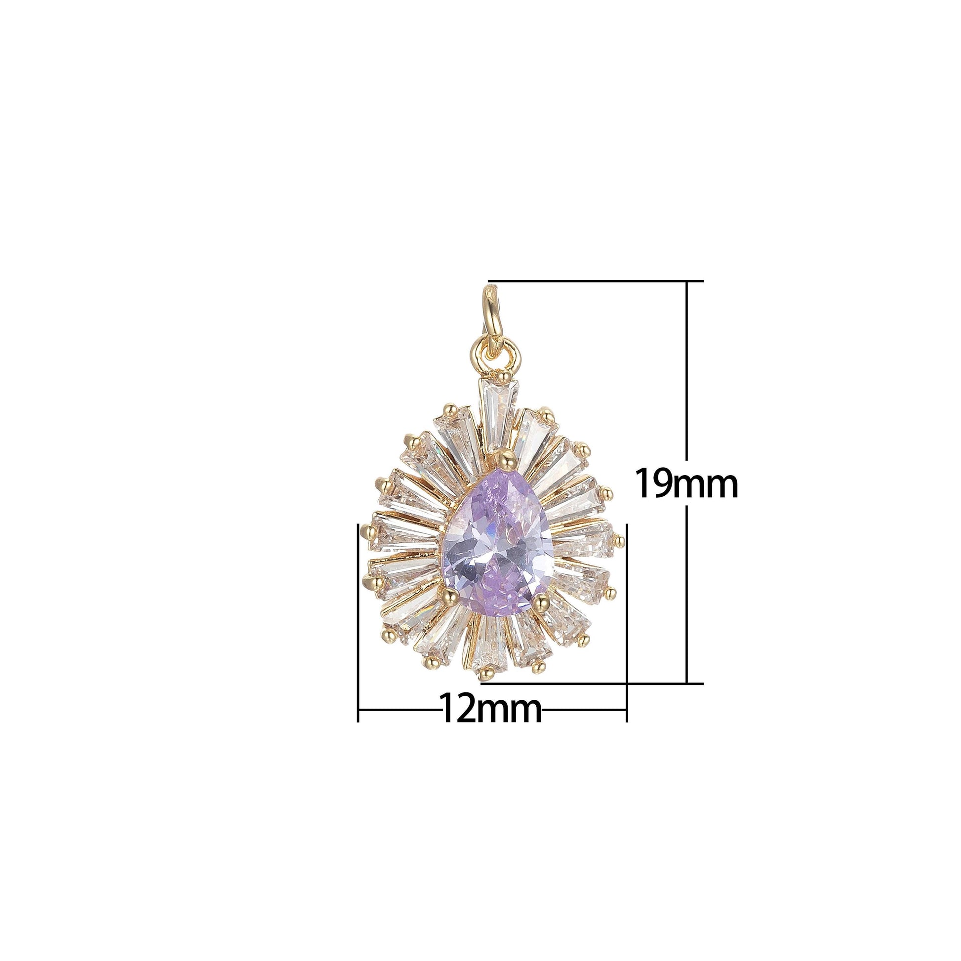 1x gold tear drop charm baguette cubic oval pendant dangle charms for necklace earring supply component e846, e845, e847