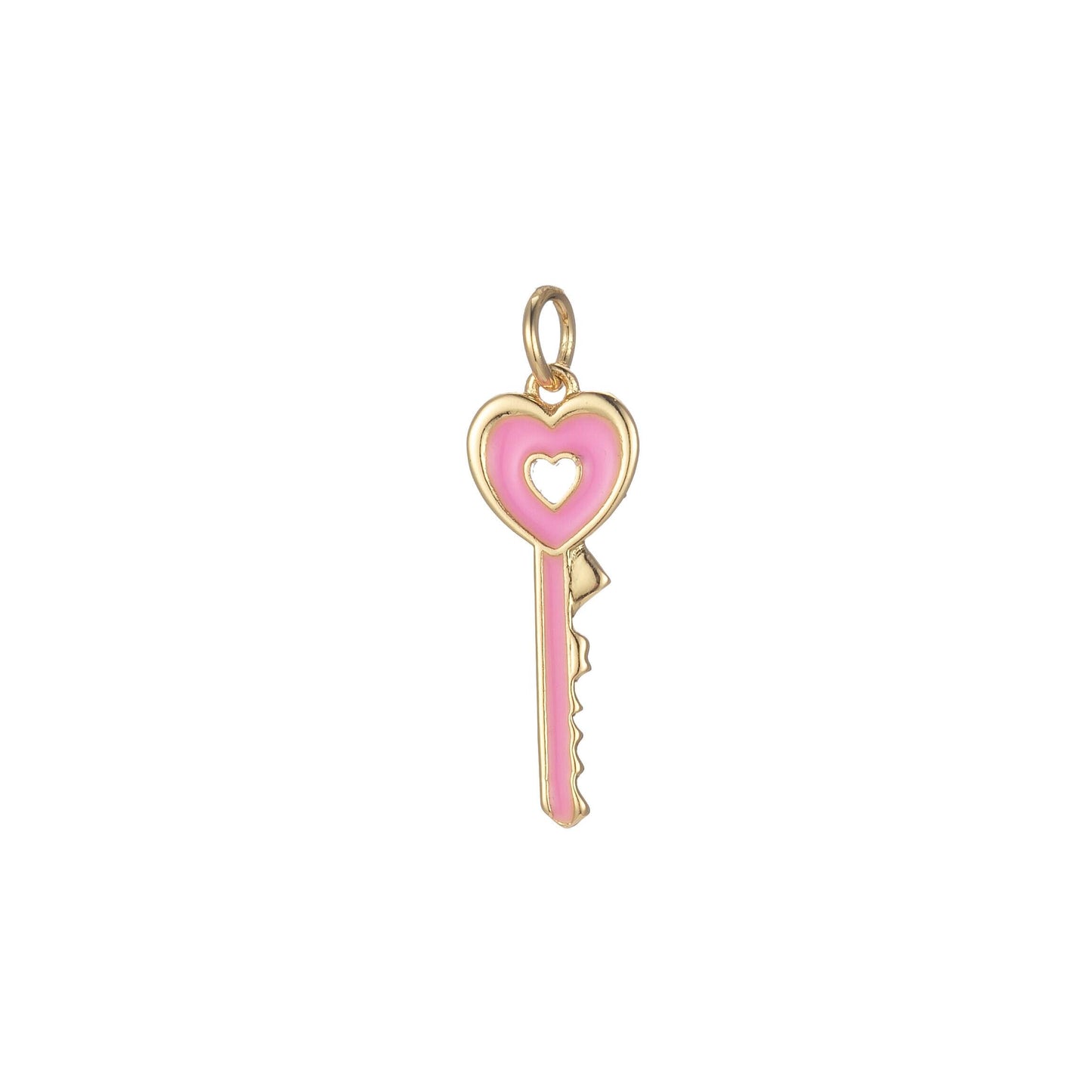 Gold dainty hear key charm colorful enamel lock charm for necklace bracelet jewelry making black blue pink green orange purple e823