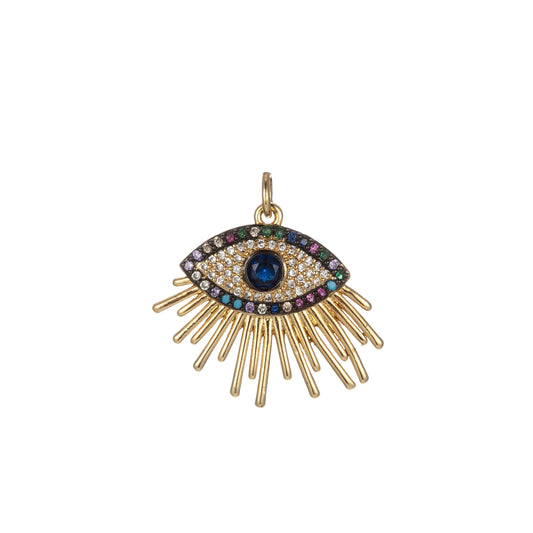 Micro pave evil eye charms protection jewelry cubic greek eye of ra charm jewelry gold pendant necklace earrings medallion e822