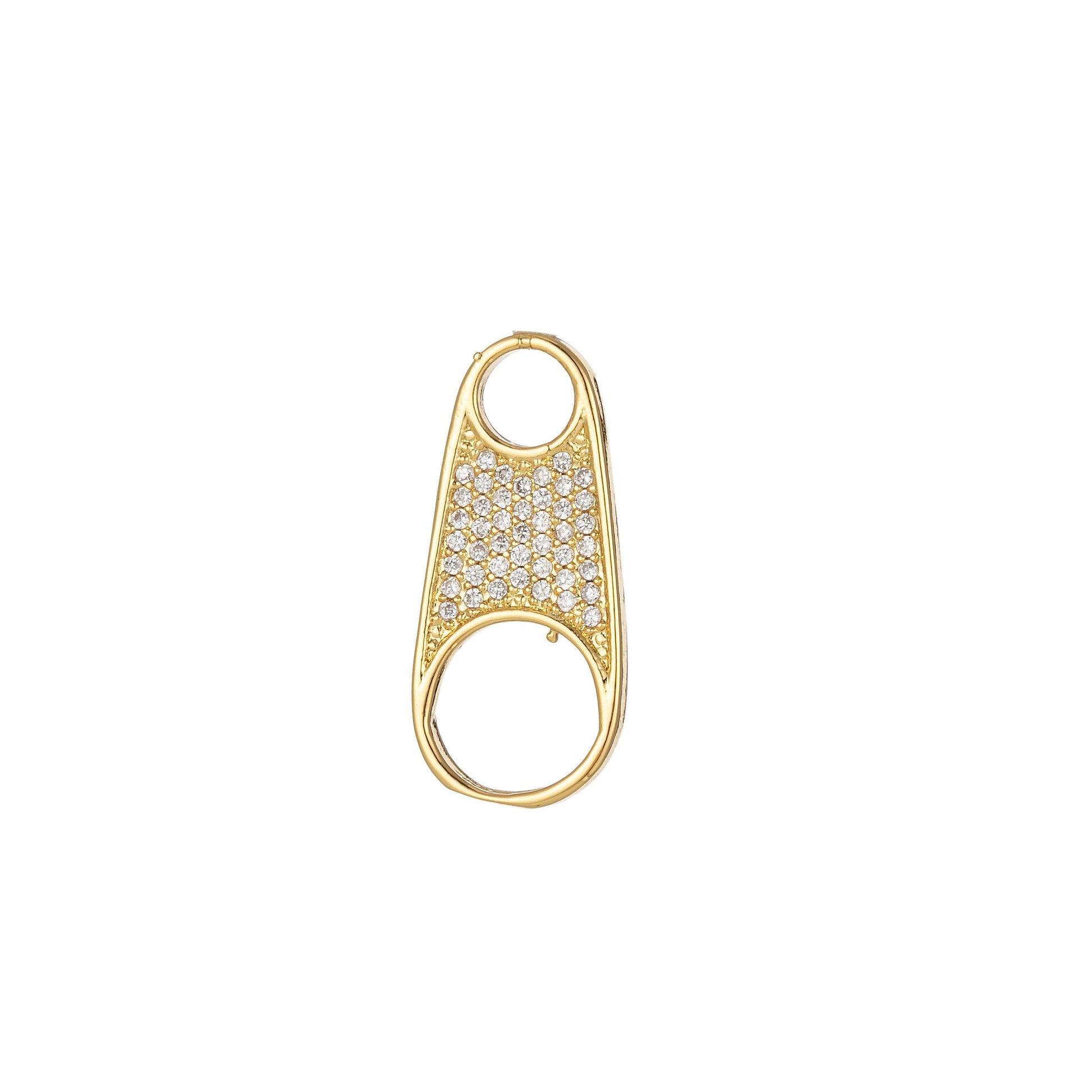 Micro pave zipper pull tab with cz cubic zirconia stones for wholesale necklace jewelry supplies & findings charm pendant component e819