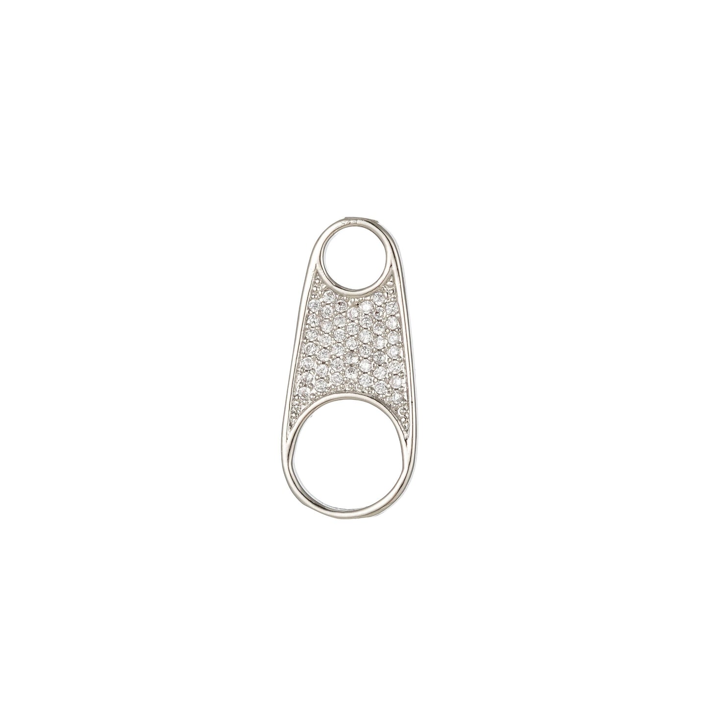 Micro pave zipper pull tab with cz cubic zirconia stones for wholesale necklace jewelry supplies & findings charm pendant component e819