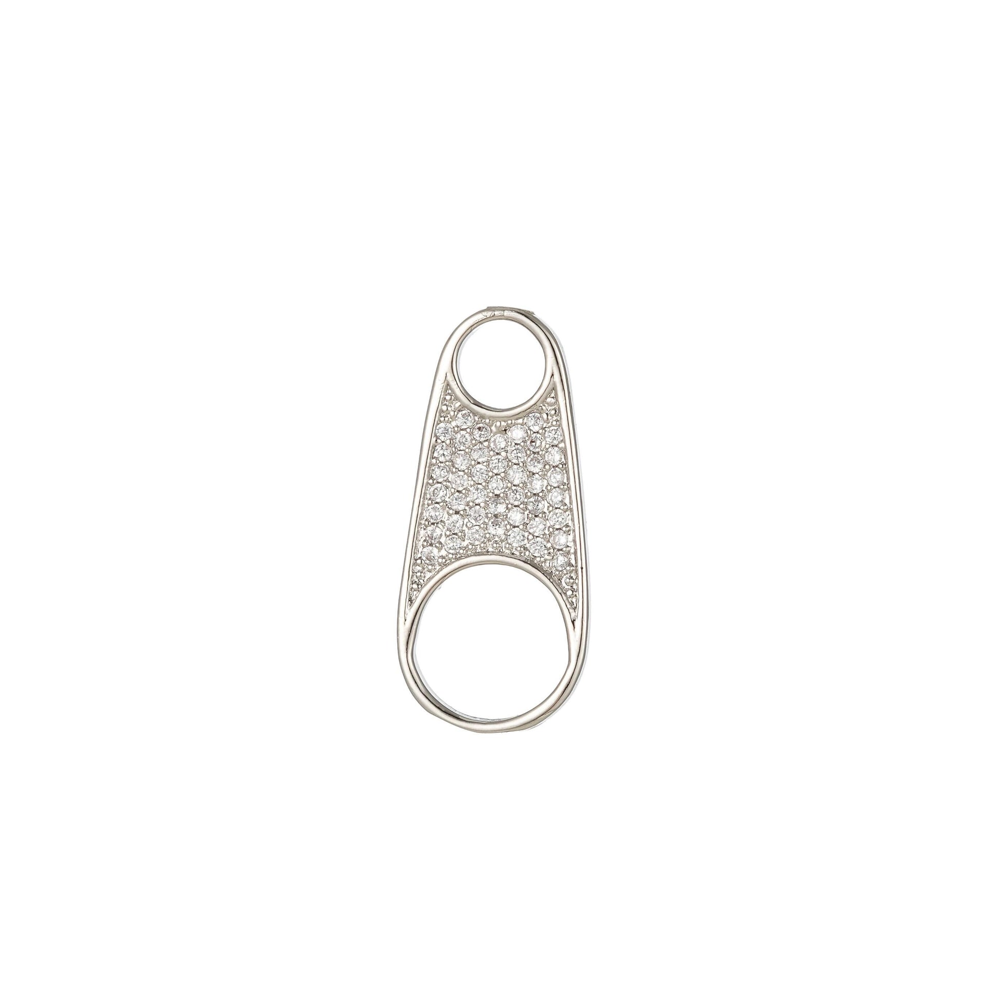 Micro pave zipper pull tab with cz cubic zirconia stones for wholesale necklace jewelry supplies & findings charm pendant component e819