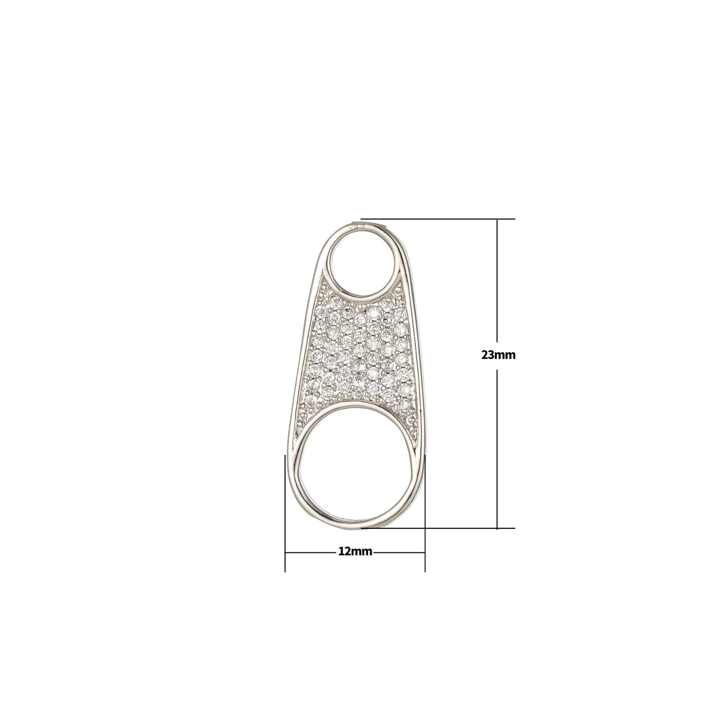 Micro pave zipper pull tab with cz cubic zirconia stones for wholesale necklace jewelry supplies & findings charm pendant component e819