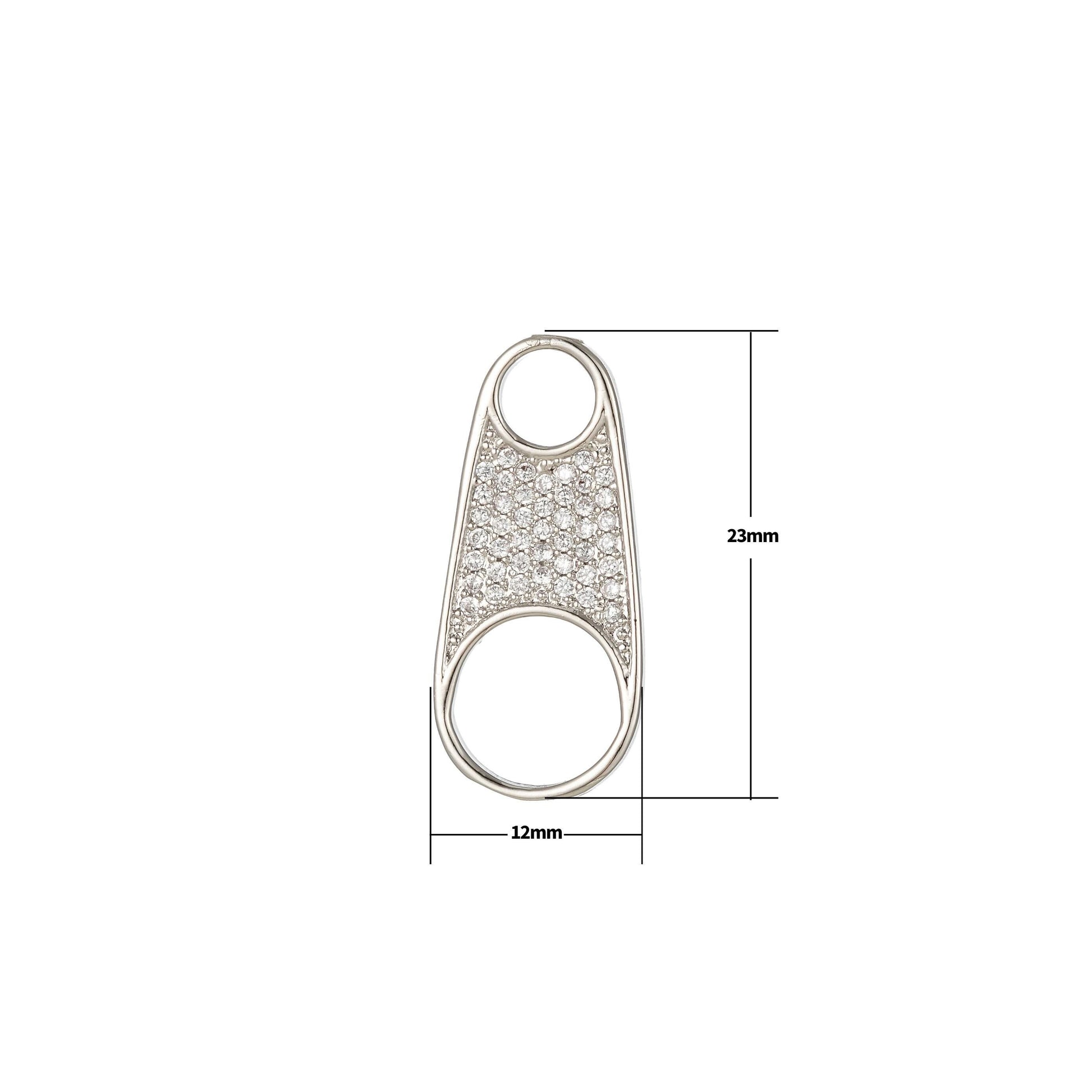 Micro pave zipper pull tab with cz cubic zirconia stones for wholesale necklace jewelry supplies & findings charm pendant component e819