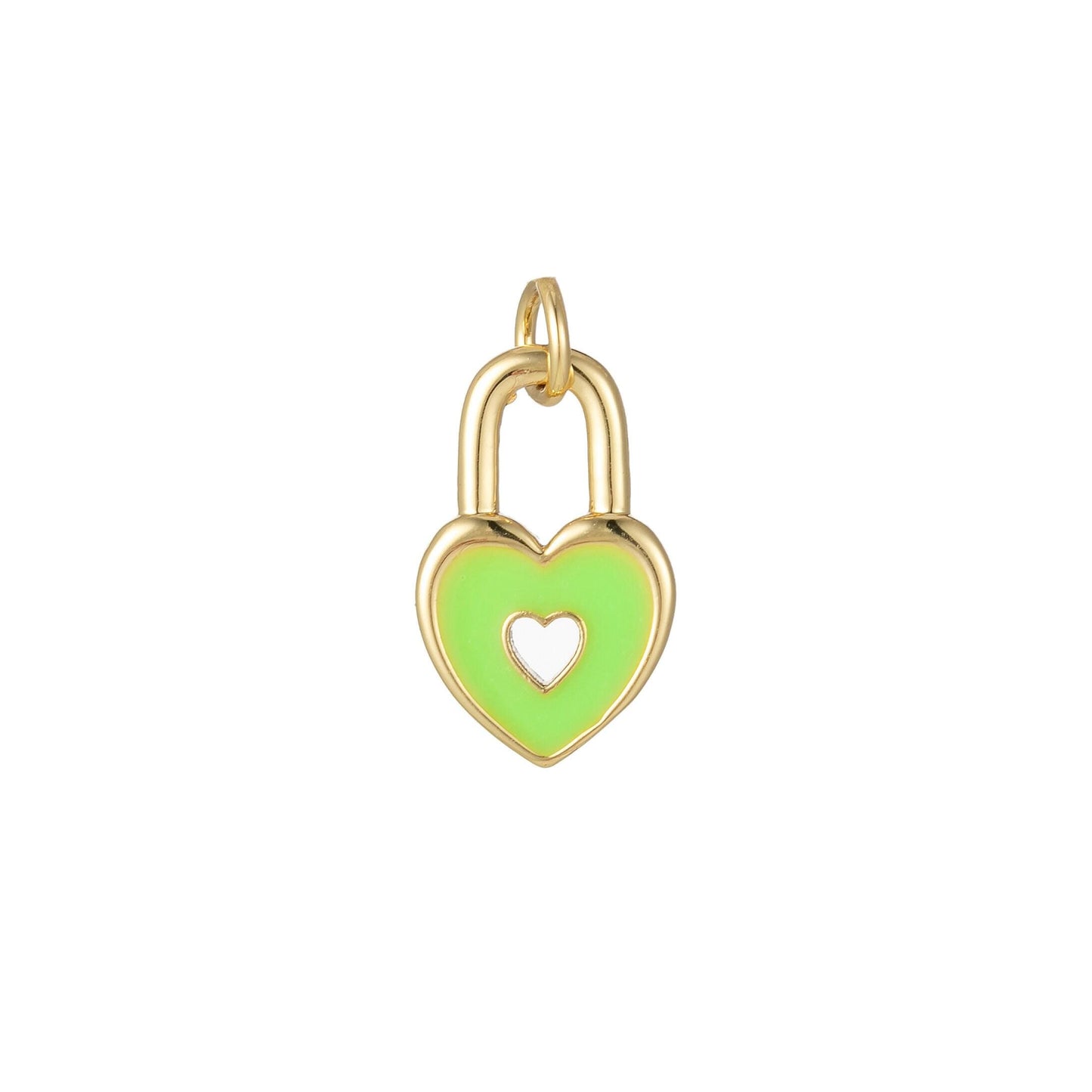 Gold dainty heart padlock charm colorful enamel lock charm for necklace bracelet jewelry making black blue pink green orange purple e800