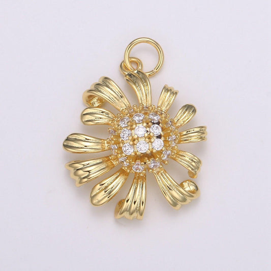 Gold daisy jasmine charm 25.5x18mm - mini flower charm dainty sun flower charm floral for bracelet earring necklace supply, e-196
