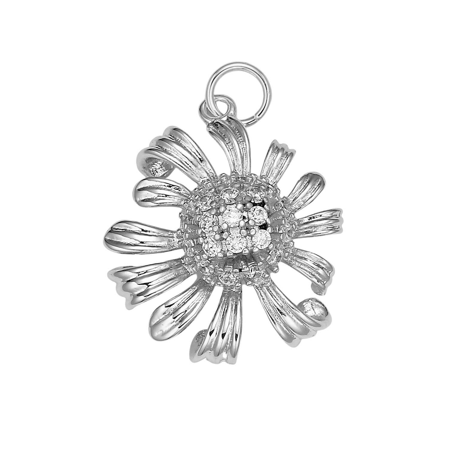 Gold daisy jasmine charm 25.5x18mm - mini flower charm dainty sun flower charm floral for bracelet earring necklace supply, e-196
