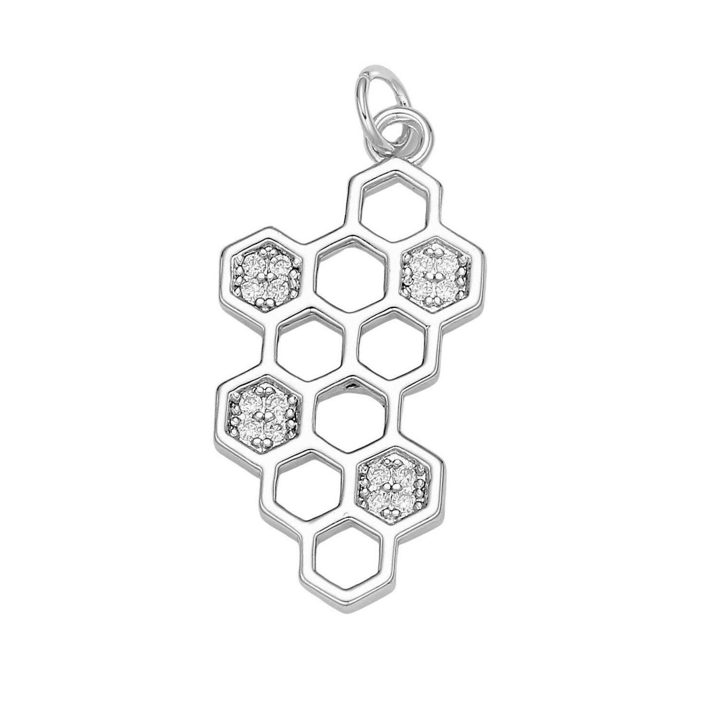 Dainty gold honey comb charm silver hexagon honeycomb charms, open bezel pendant honey comb charms for bracelet necklace component