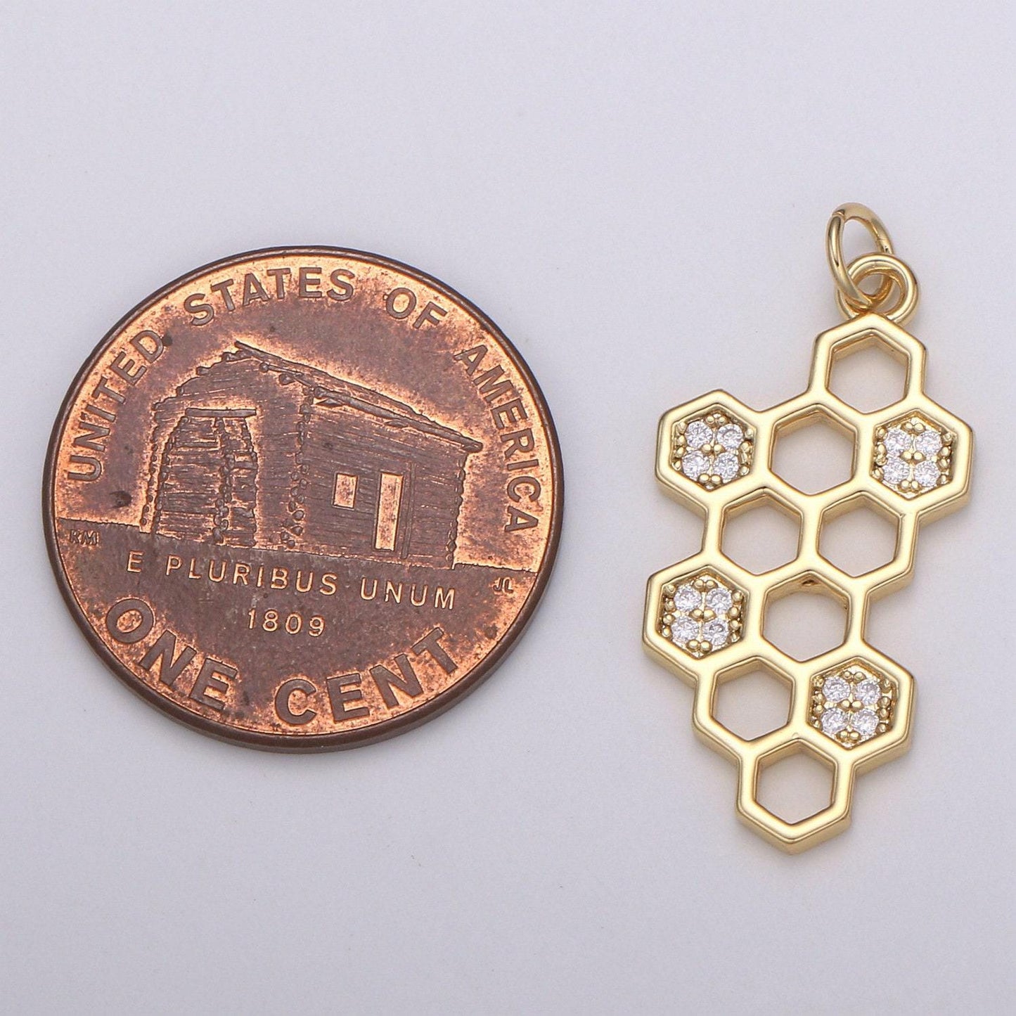 Dainty gold honey comb charm silver hexagon honeycomb charms, open bezel pendant honey comb charms for bracelet necklace component