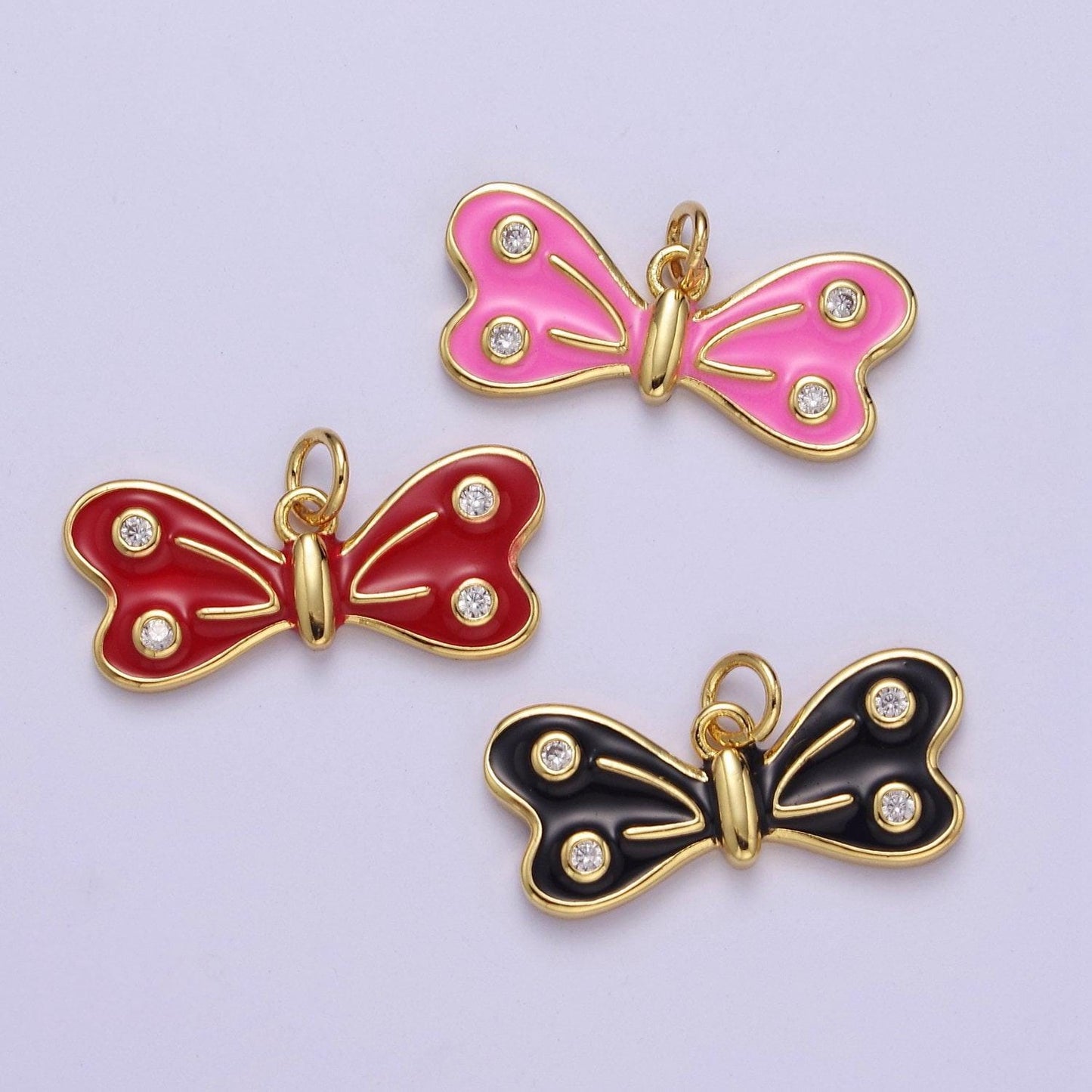 24k gold fill enamel butterfly charm, mini butterfly charm, animal gold butterfly e-765 e-766 e-767