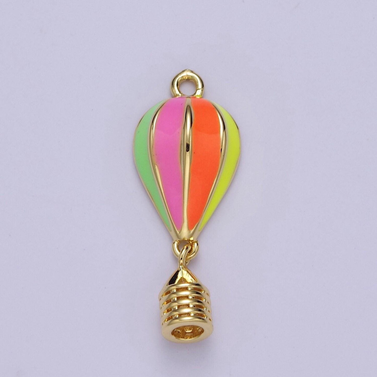 24k gold filled hot air balloon pendant, dainty color enamel necklace earring bracelet charm for diy jewelry making supply e-764