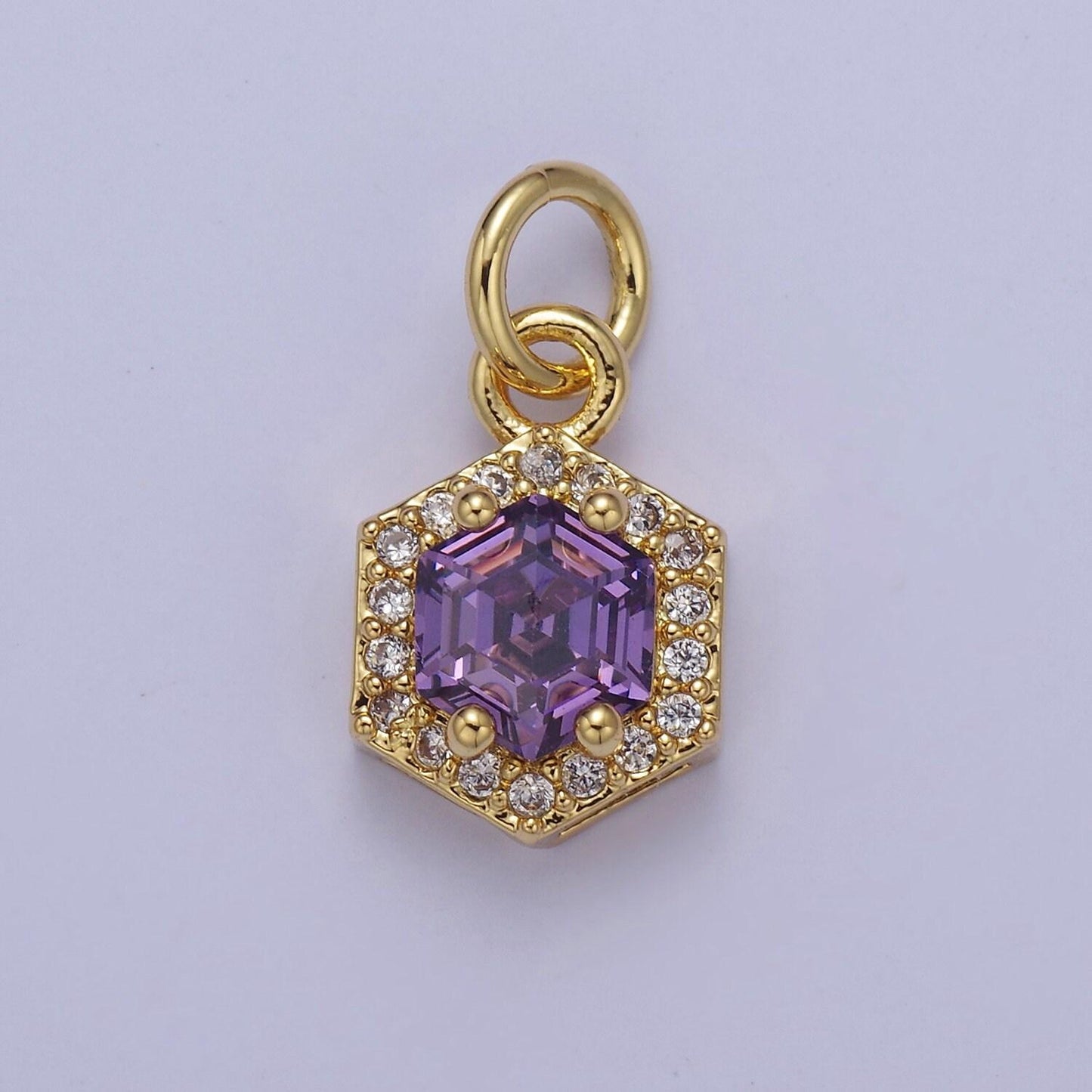 Mini 24k gold filled octagon charm cz micro pave pendant for bracelet necklace e-758 e-759 e-760 e-761 e-762